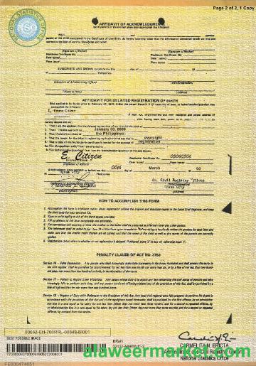 Philippines birth certificate template in PSD format